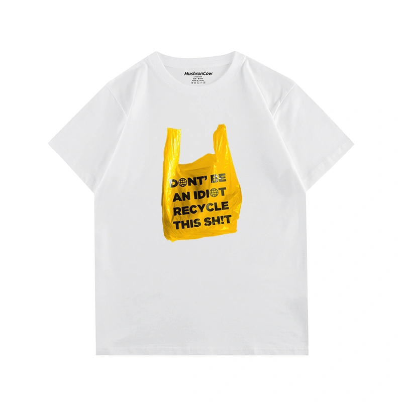 Artistic Eco-friendly Bag Creative Illustration Print Short-sleeved T-shirt