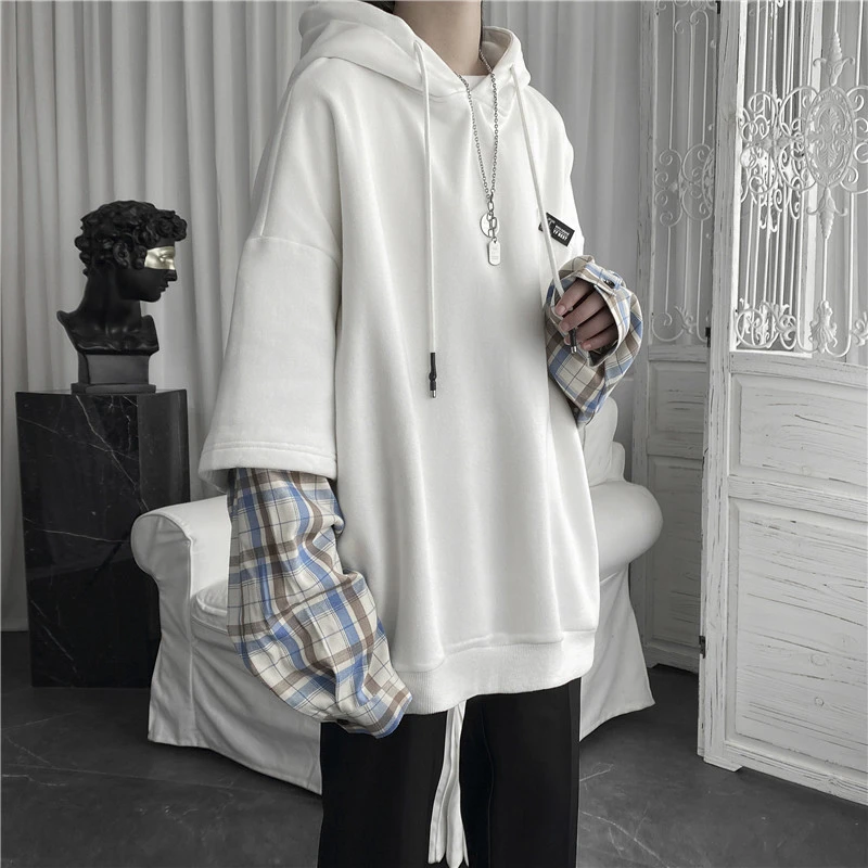 Fake Two Piece Hoodie Men's Loose Student