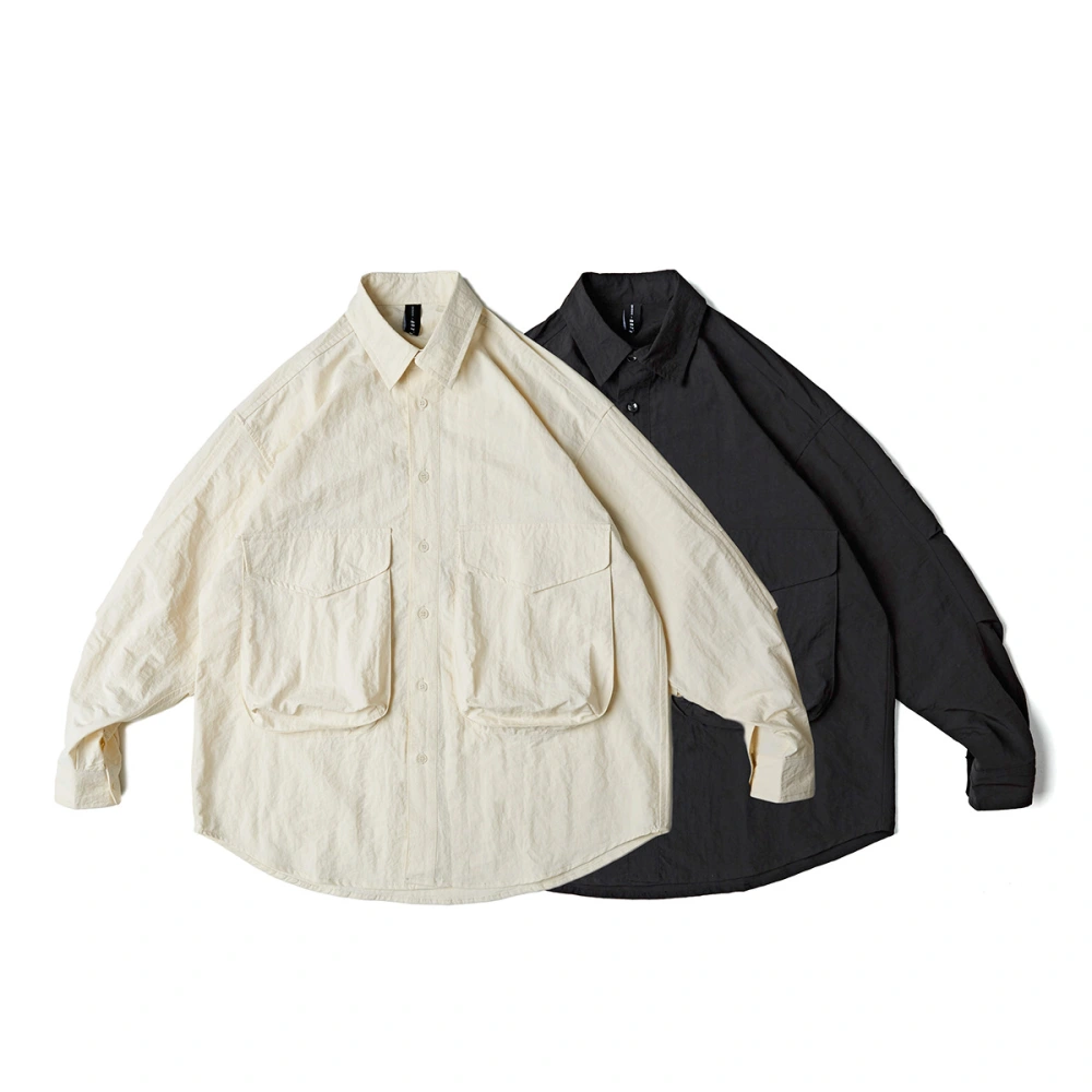 Spring New Solid Color Waterproof Large Pocket Shirt