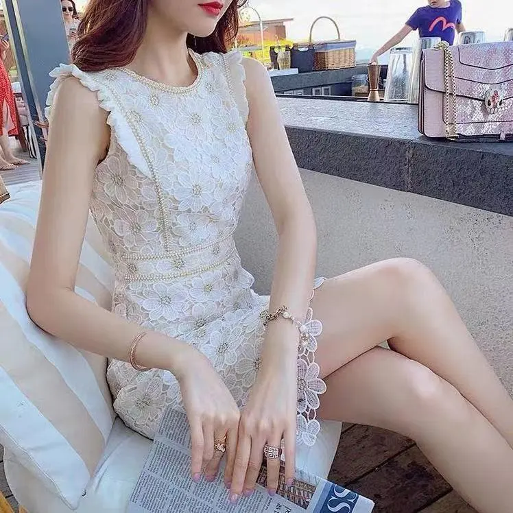 Ladies Summer French Waist Ruffled Small Daisy Skirt