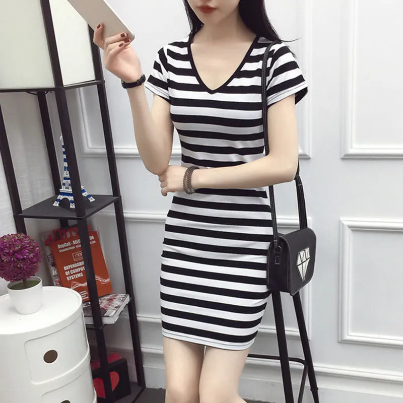 Korean Style Mid-length Dress Slim Fit Slimming
