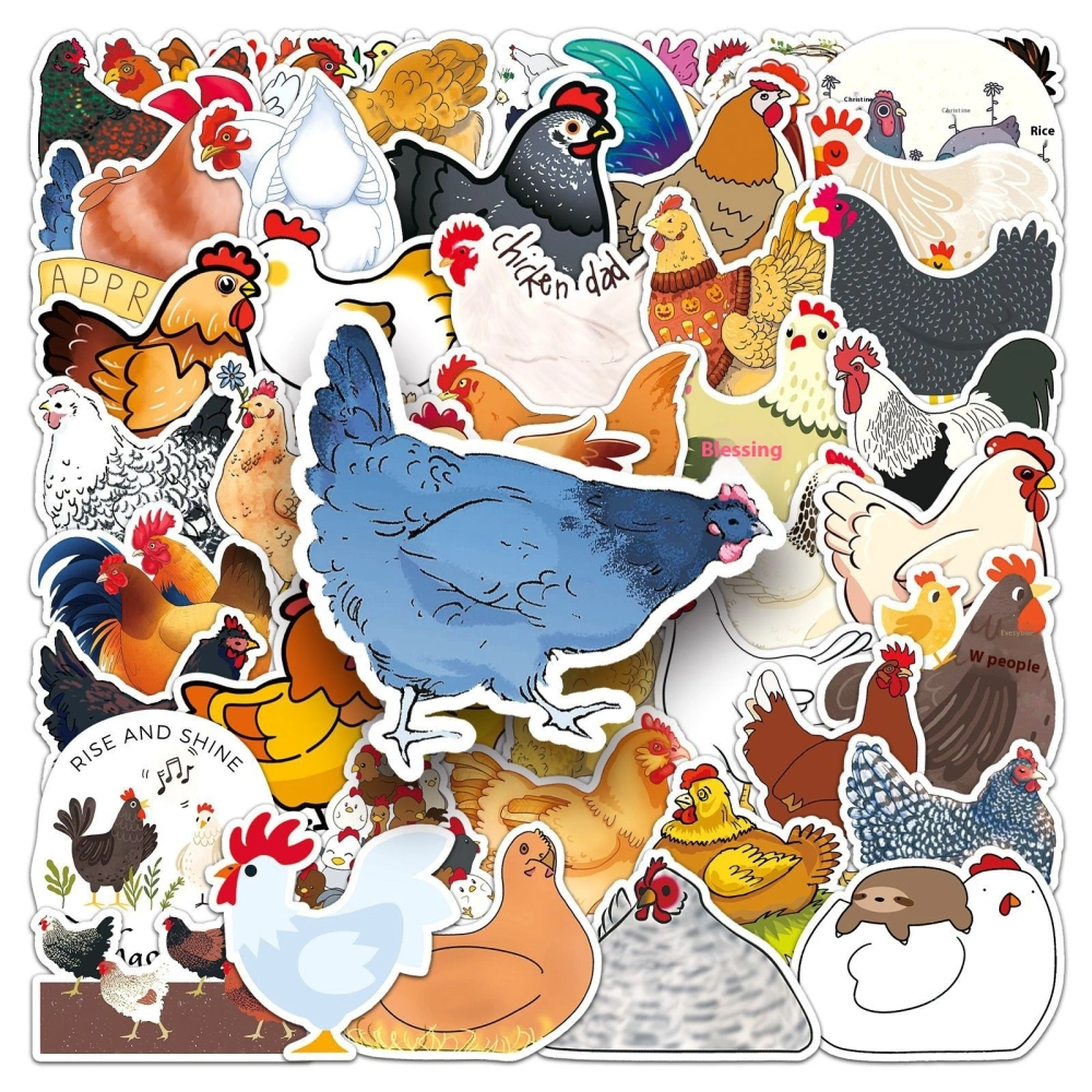 50 Pieces Chicken Graffiti Personalized Cartoon Animal Children's DIY Skateboard Phone Case Luggage Stickers Waterproof