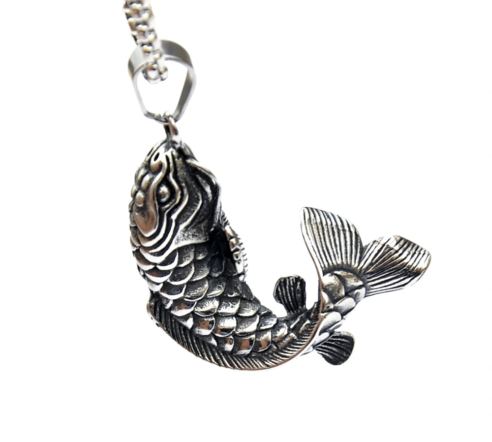 Fashion Antique Silver Carp Stainless Steel Pendant Year With Fish