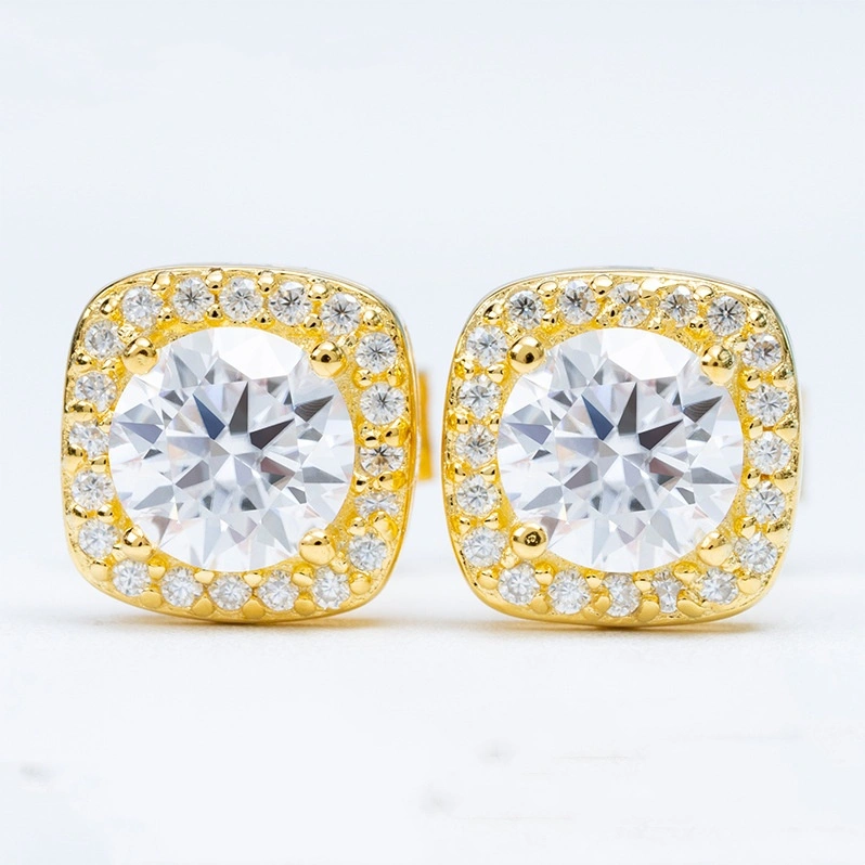 S925 Silver Inlaid Round 50mm Moissanite Stud Earrings