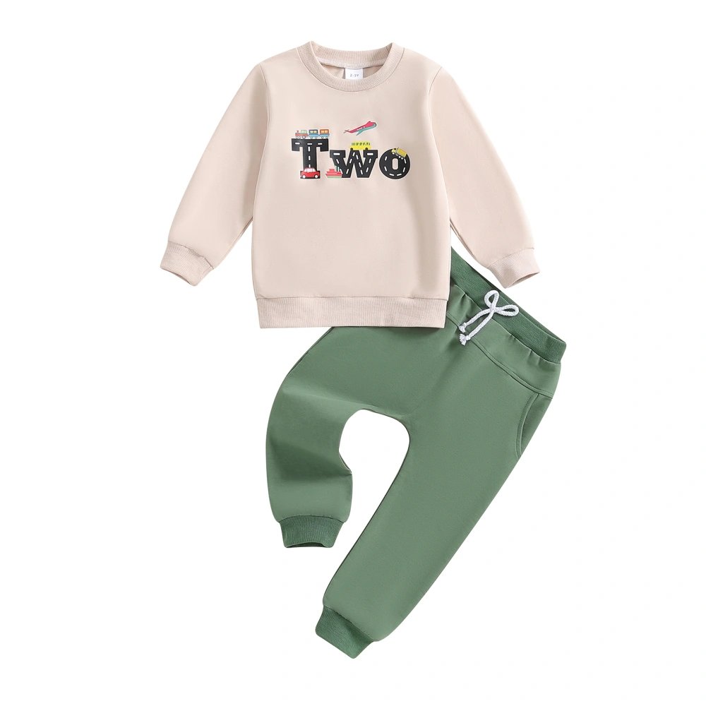 Baby Boy Fall Outfits Long Sleeve Vehicle Printed Sweatshirt + Pants