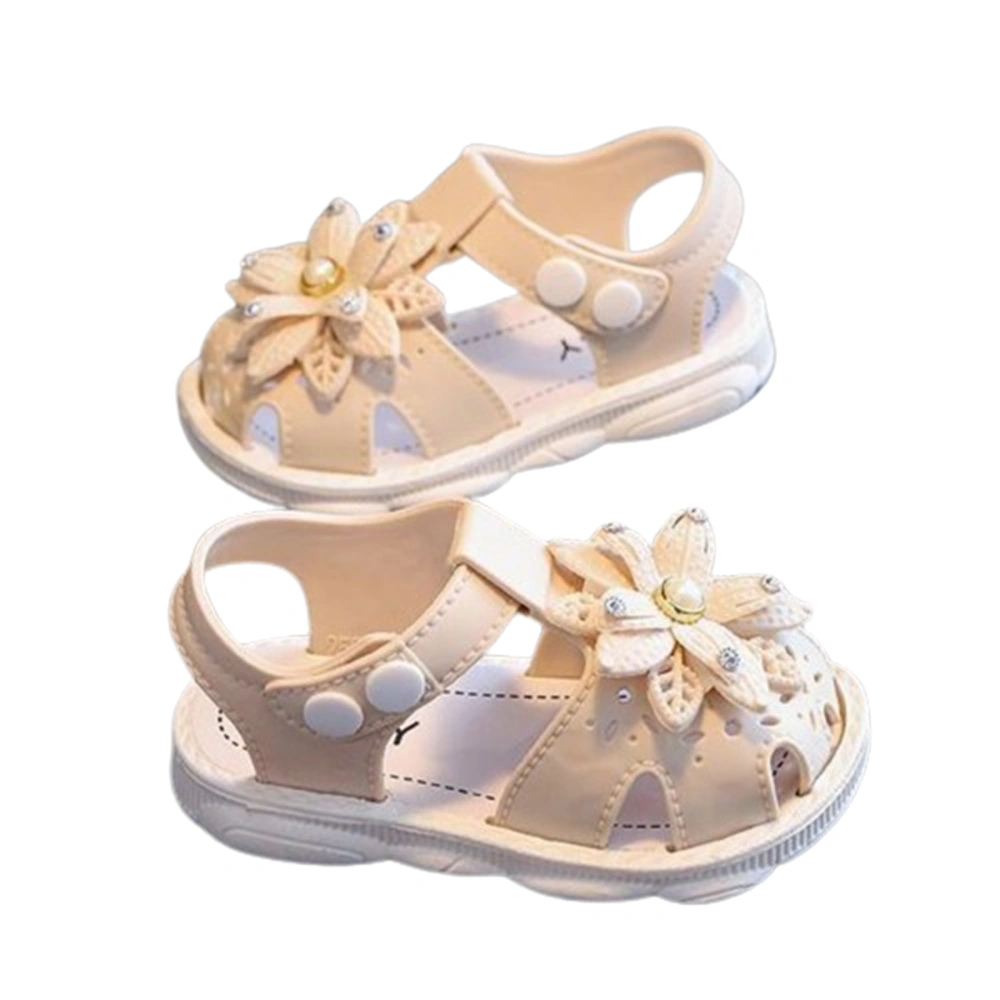 Girl Summer PVC Sandals Anti-slip Soft Sole Snap Button Flower Shoes