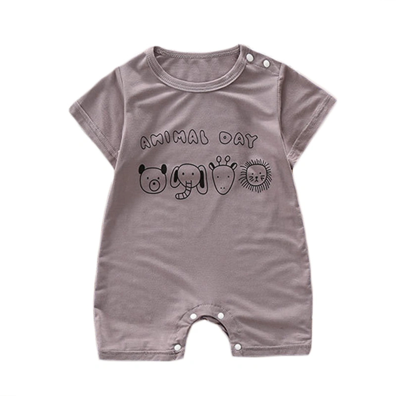 Baby Cute Summer Romper Cartoon Bear Print Short Sleeve Jumpsuit