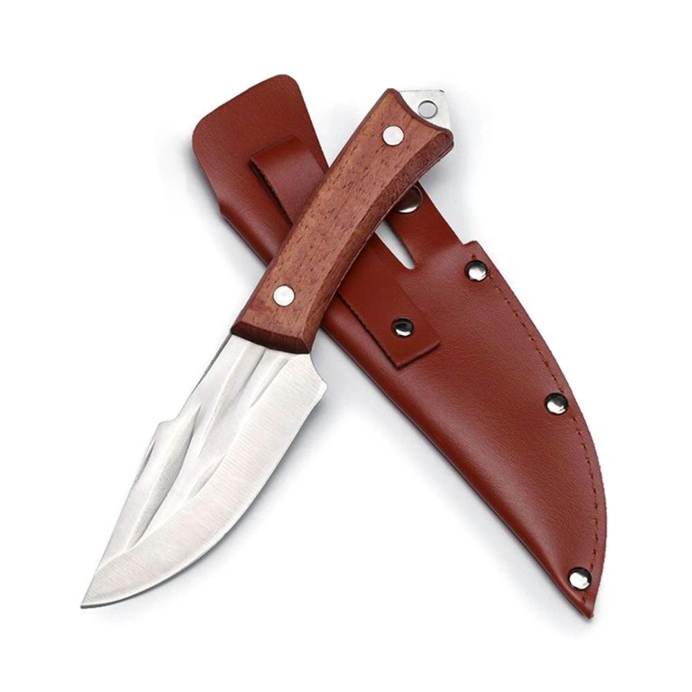 Outdoor Camping Knife with Leather Sheath Fixed Blade Bushcraft Knife