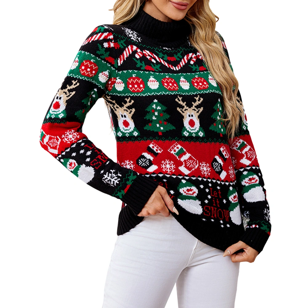 Women Cute Christmas Sweaters Turtleneck Warm Long Sleeve Pullover