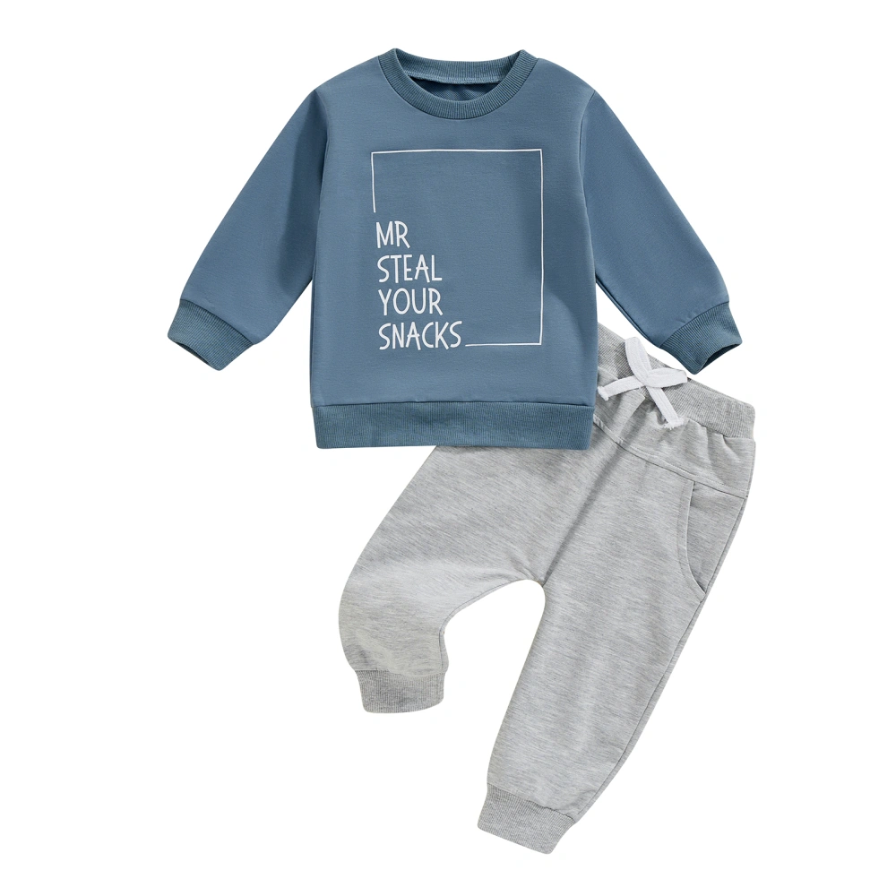 Baby Boys Pants Set, Long Sleeve Letters Print Sweatshirt Sweatpants