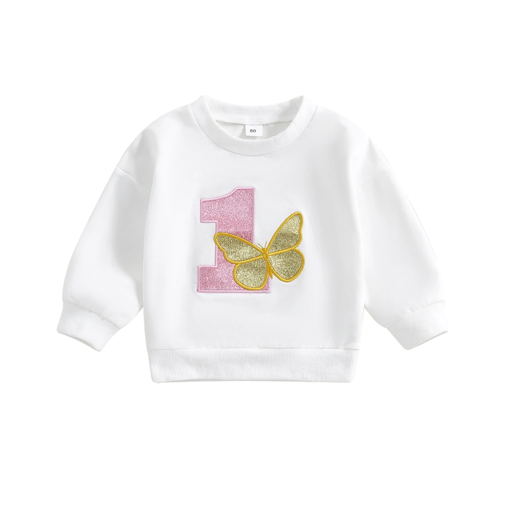 Toddler Girl Birthday Sweatshirts Butterfly Long Sleeve Tops