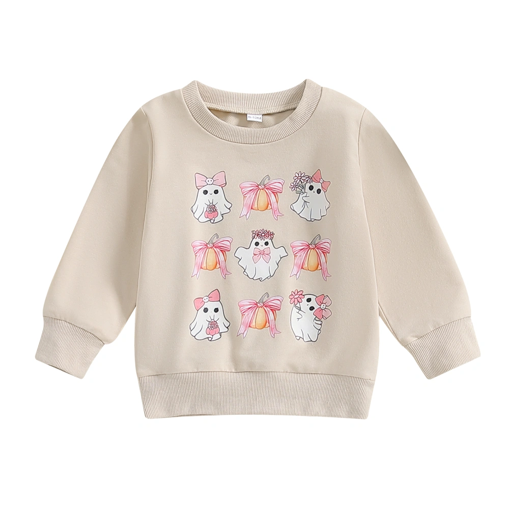 Toddler Girls Sweatshirts Bow Ghost Print Long Sleeve Pullovers