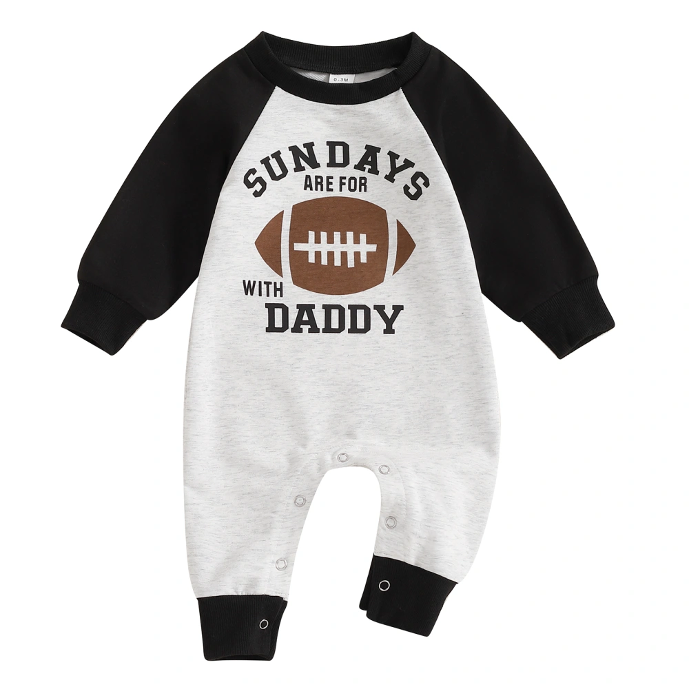 Baby Boy Jumpsuit Fashion Long Sleeve Round Neck Football Print Romper