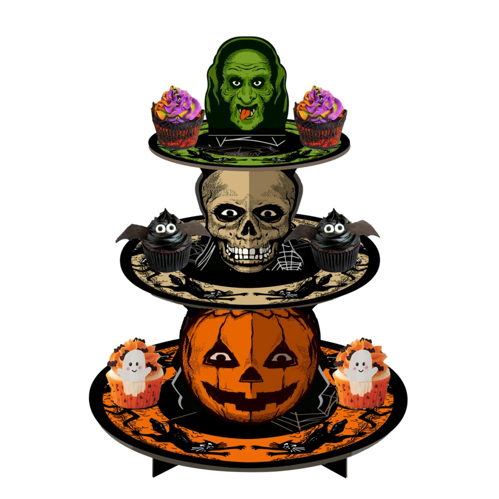 Halloween Cupcake Stand, 3 Tiers Monster Skull Pumpkin Cake Holder