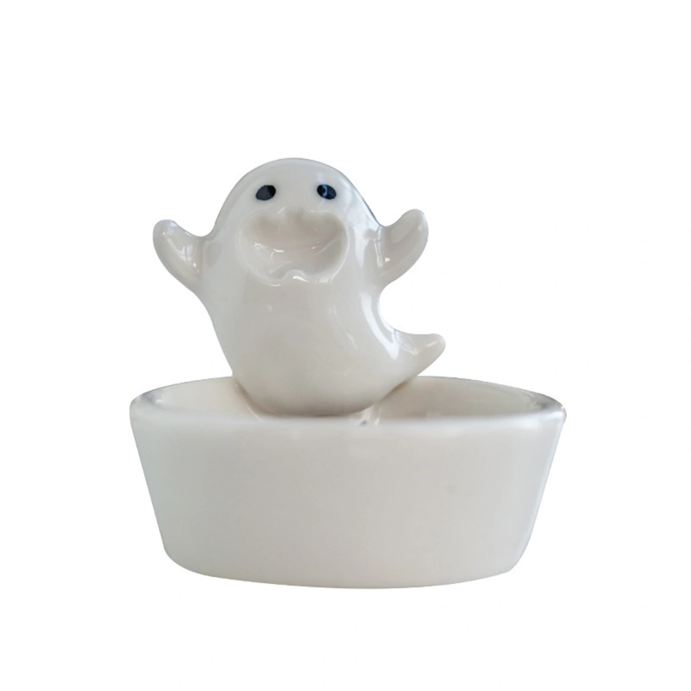 Cute Cartoon Ghost Candle Holder, Handmade Ceramic Candlestick