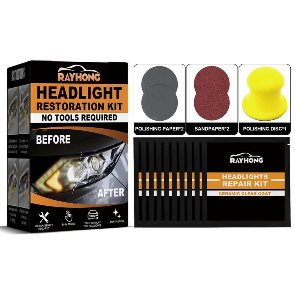 Car Headlight Restoration Kit, Auto Headlight Lens Polish Restorer