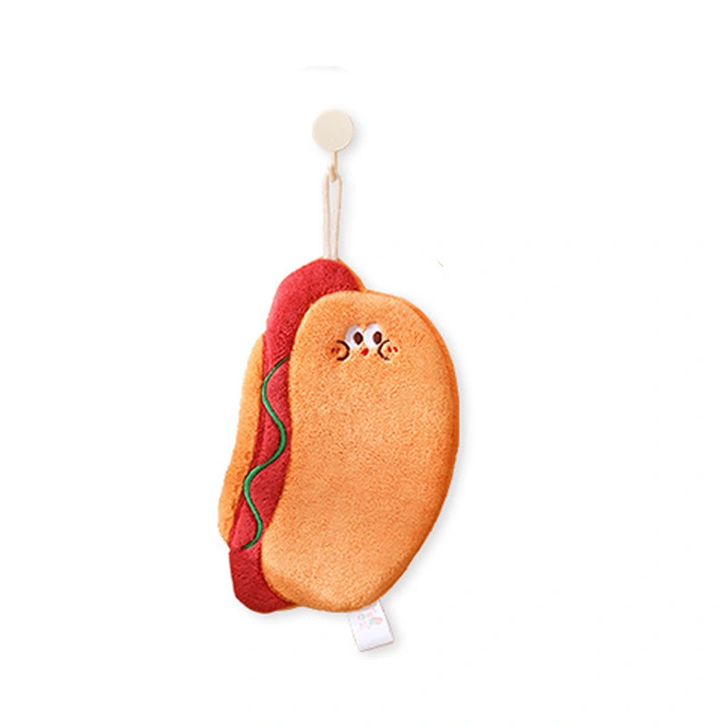 Cute Soft Hanging Hand Towels Funny Cartoon Hamburger Hand Towel