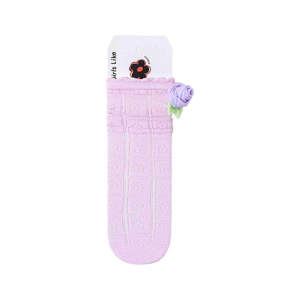 Baby Girls Knee High Socks Cute Flowers Breathable Mesh Stockings