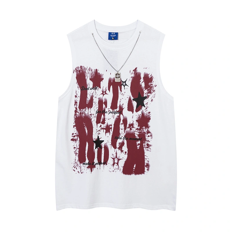 Fashion Graffiti Pendant Chain Casual Vest Men