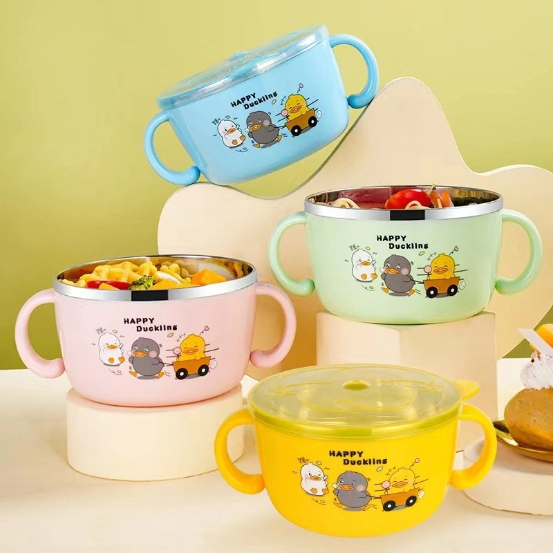 304 Stainless Steel Children's Tableware Set Baby Cute Solid Food Bowl