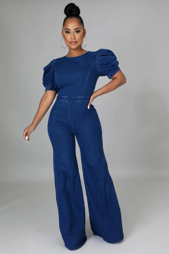 Women's Puff Sleeves Cutout Zip Crew Neck