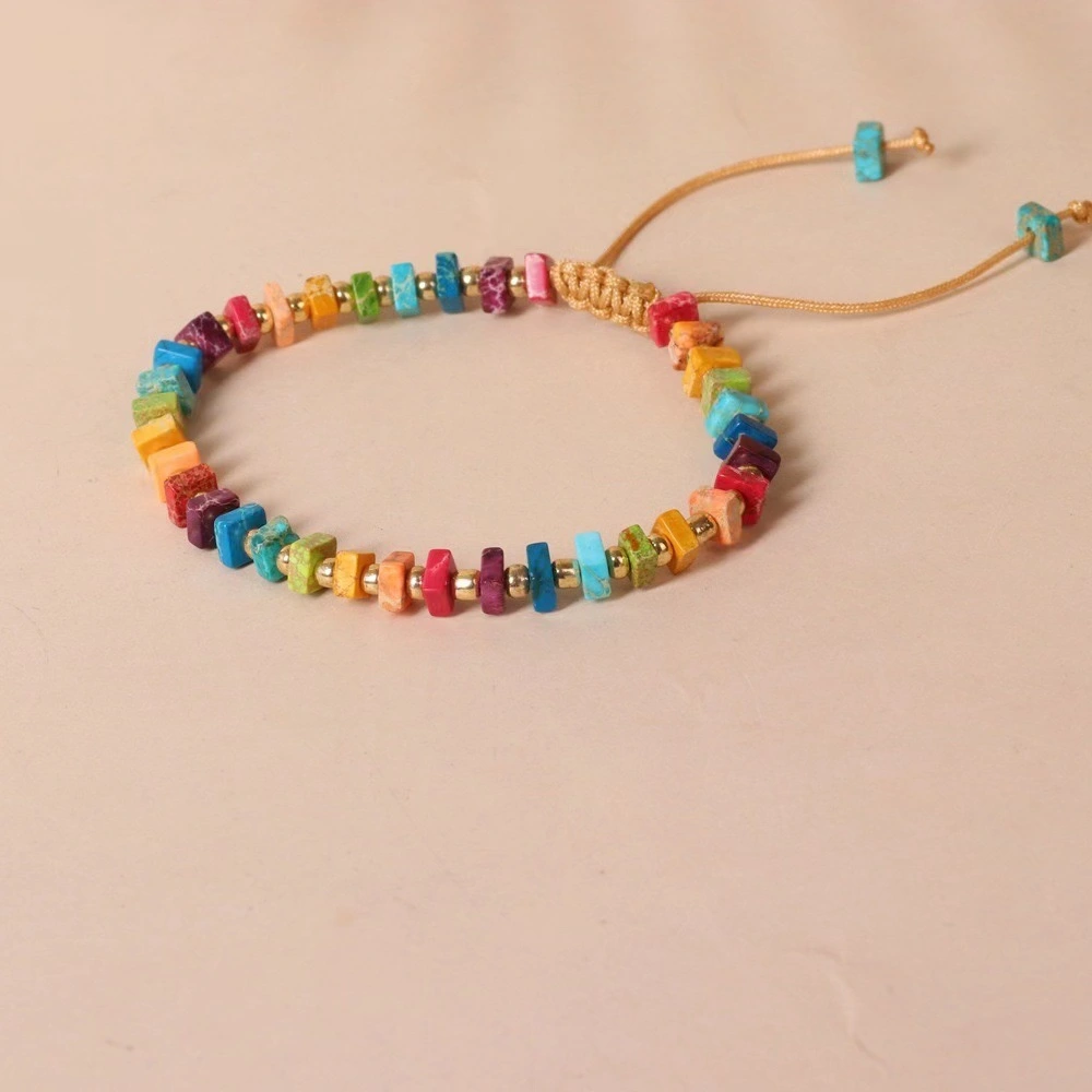 Square Beads Color Woven Yoga Bracelet