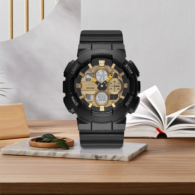 Men's Waterproof Synchronous Double Inserts Electronic Watch Fashion