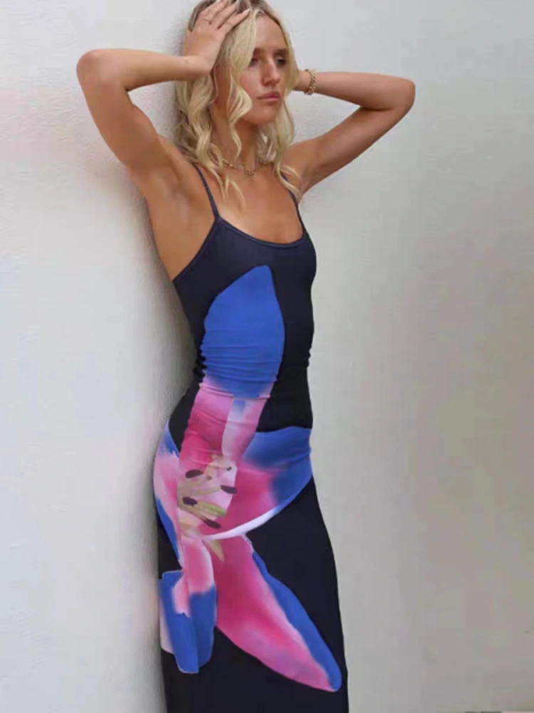 Printing Slip Dress Women's Party Vacation