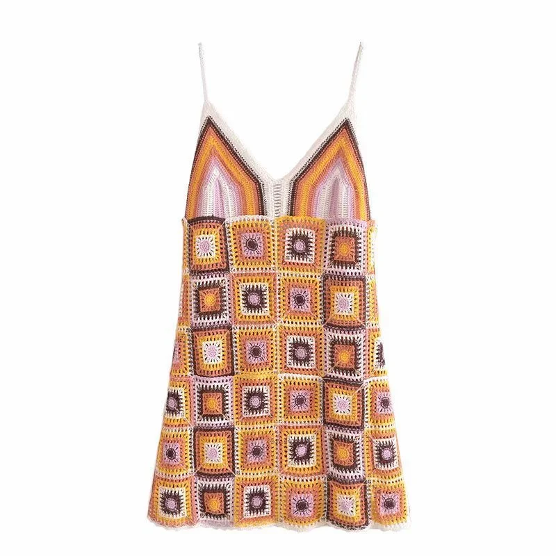 New Crochet Women's New V-Neck Sling Dress