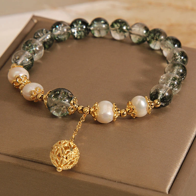 Green Phantom Quartz Crystal Bracelet For Women