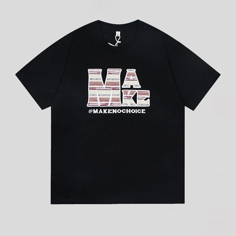 Men's Retro Alphabet Embroidered Short-sleeved T-shirt