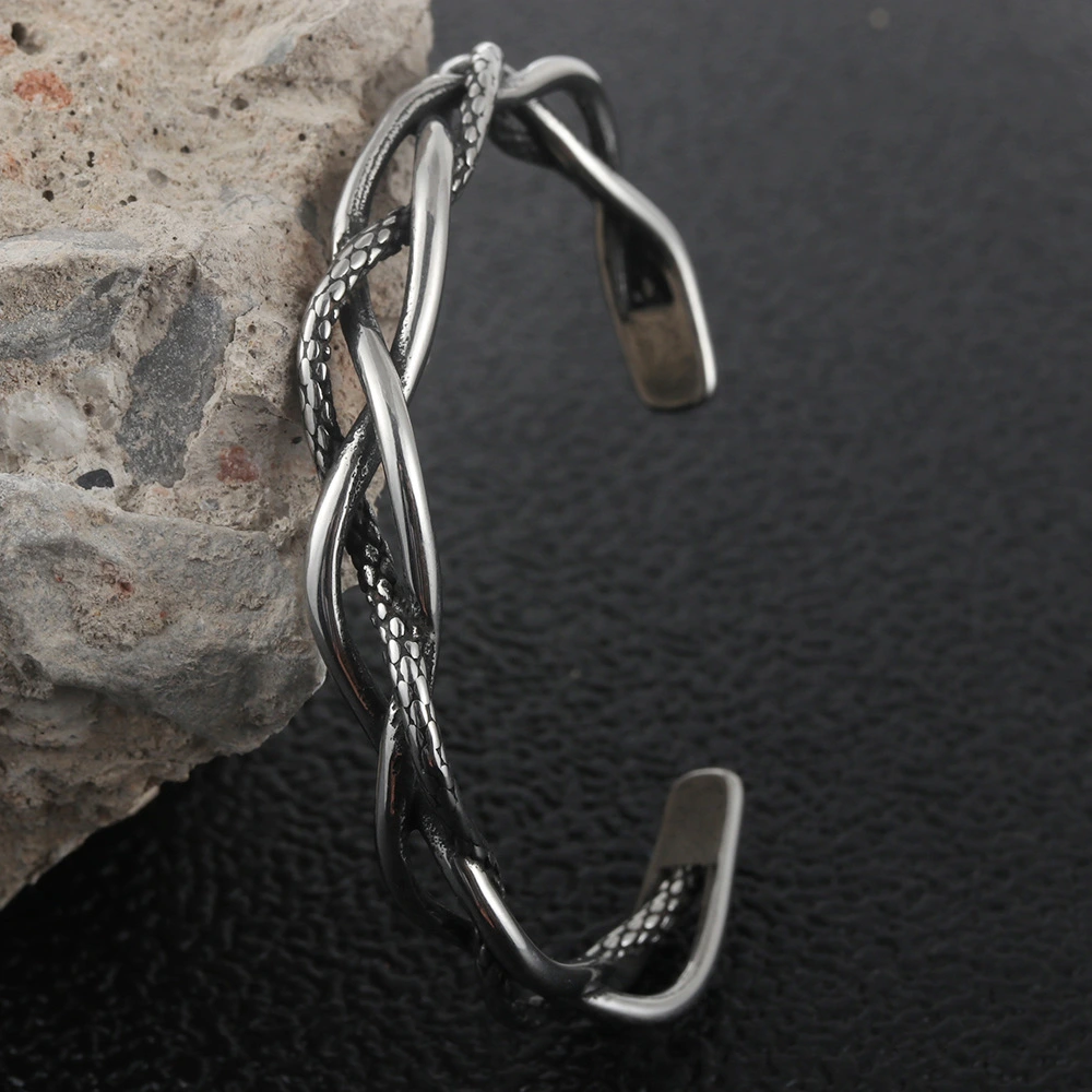 Retro Stainless Steel Hollow Snake Bracelet