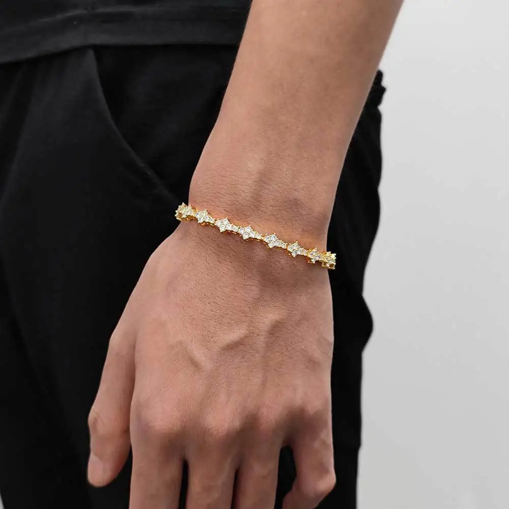 European Hip Hop Spring Fastener Zircon Tennis Bracelet