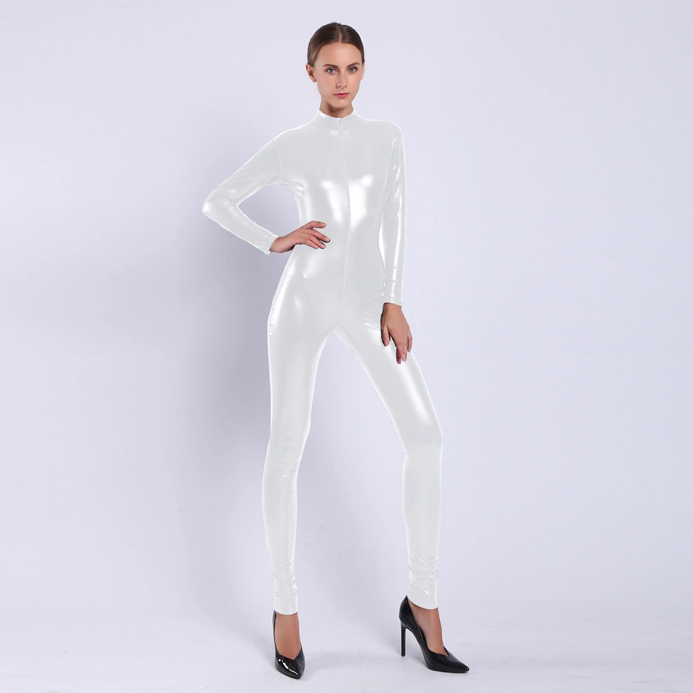 Women's Rubberized Faux Leather Shiny Bodysuit