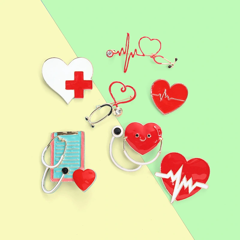 New Cartoon Creative Cartoon Heartbeat Shape Accessories Brooch