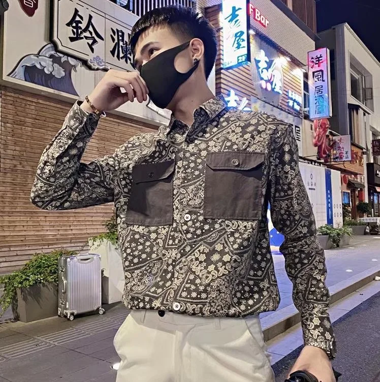 Retro Shirt Men's Personality Color Thin Jacket Tide Brand