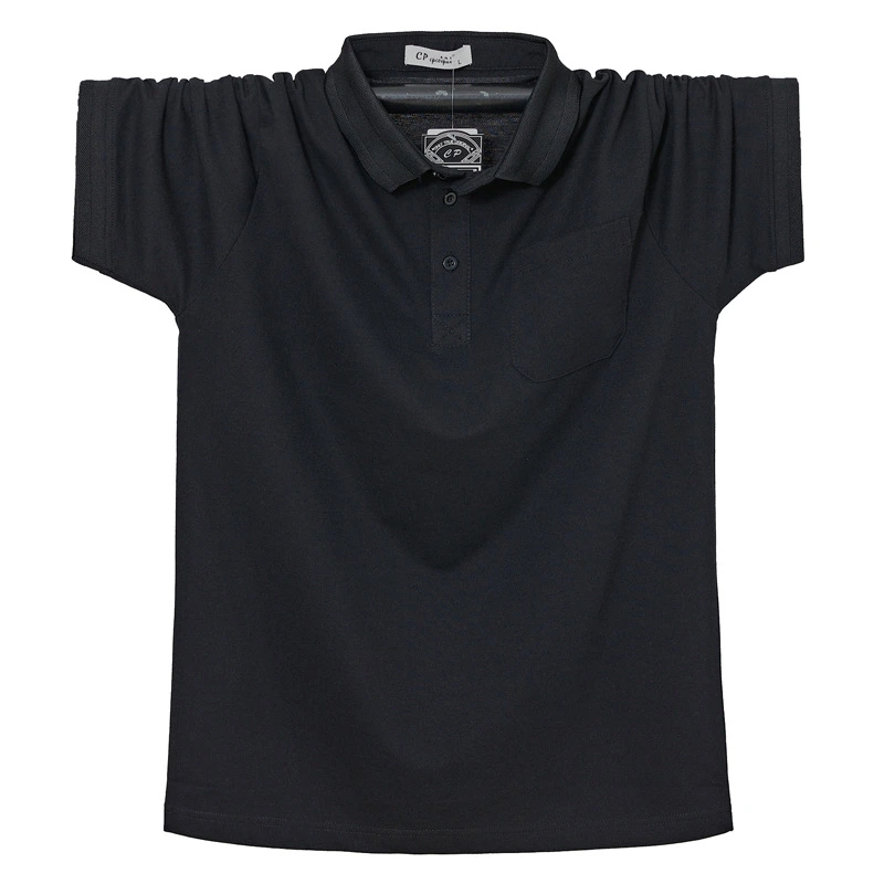 Oversized Lapel Pocket Short-sleeve Polo T-shirt