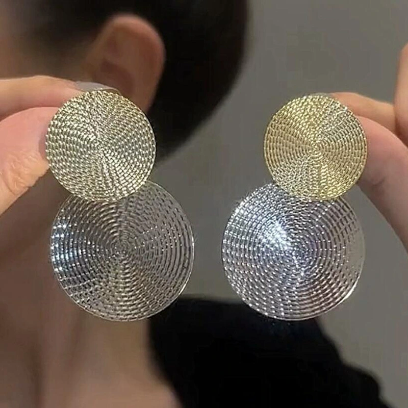 Fashion Silver Needle Exaggerated Earrings Round Sequins