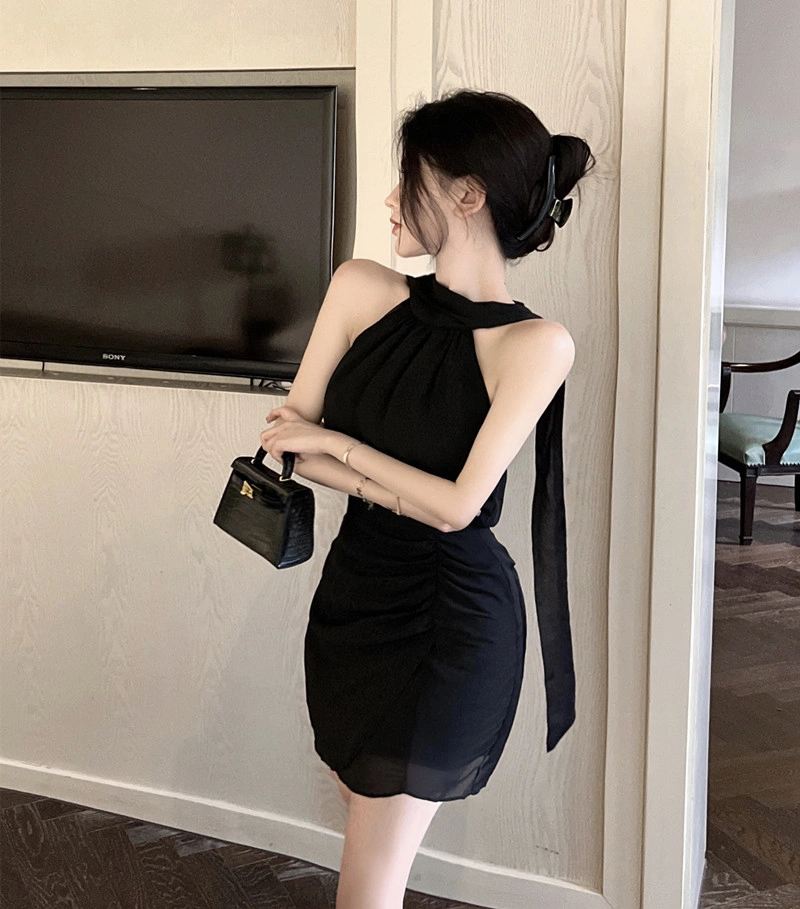 Women's Streamer Sleeveless Halterneck Dress