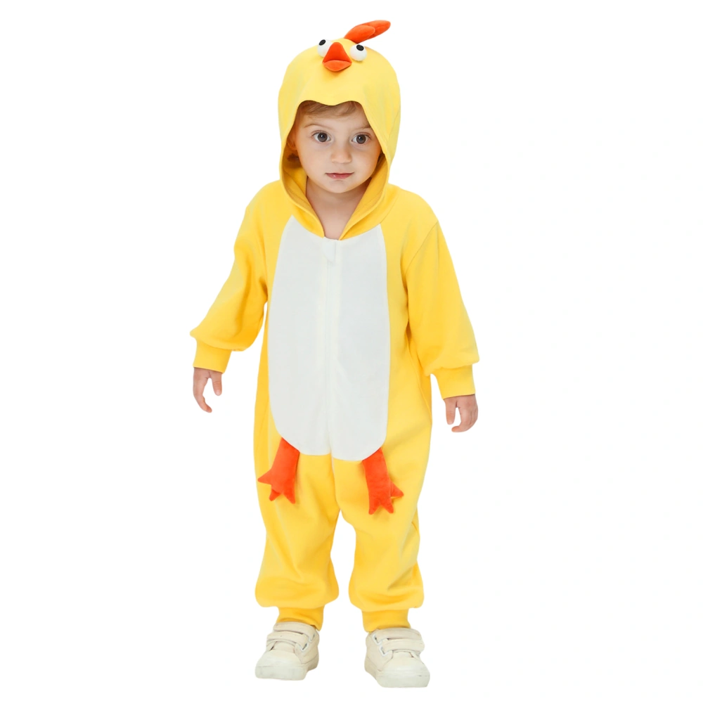 Baby Halloween Chick Costume Long Sleeves Hood Zipper Romper 