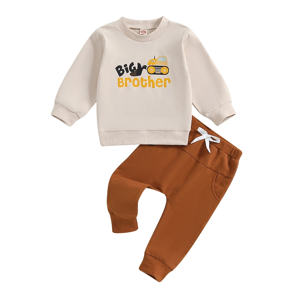 Kid Pants Set Forklift Letter Print Sweatshirt Pocket Long Pants Suit