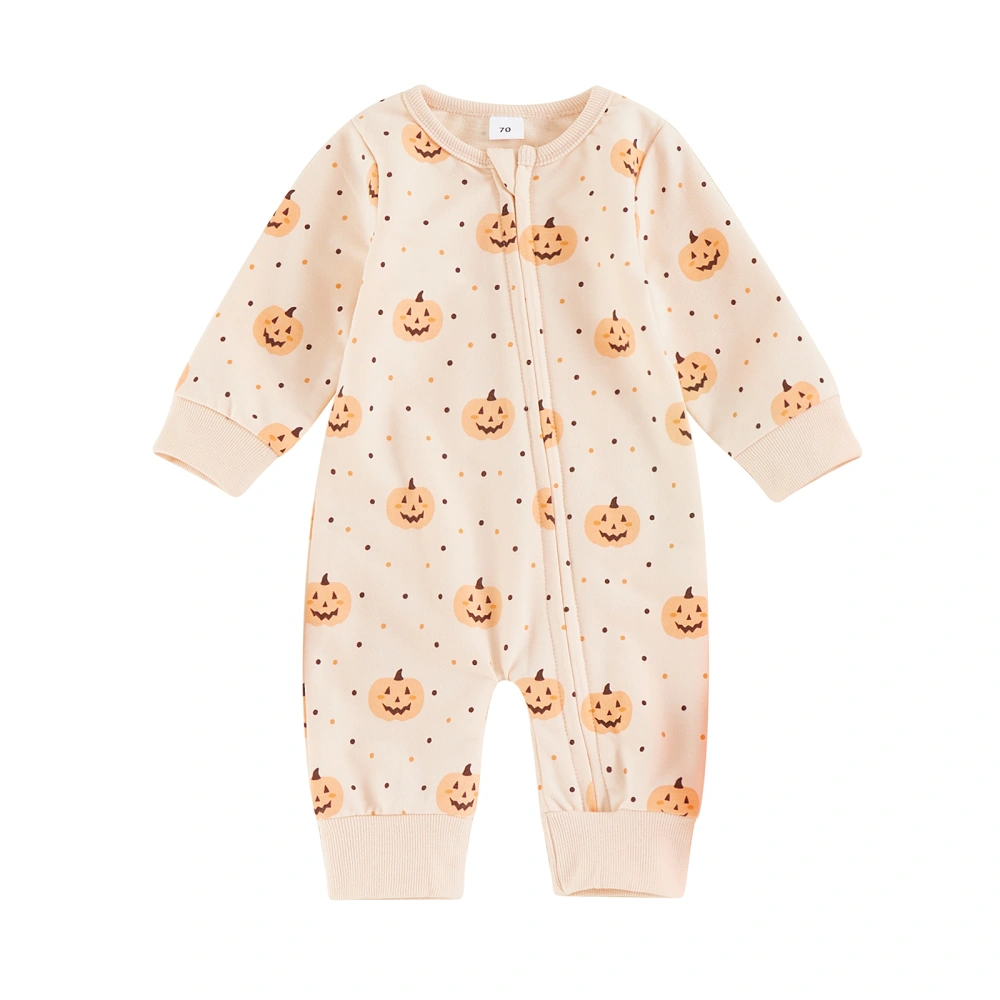 Baby Halloween Jumpsuit Long Sleeve Pumpkin Dots Print Romper 