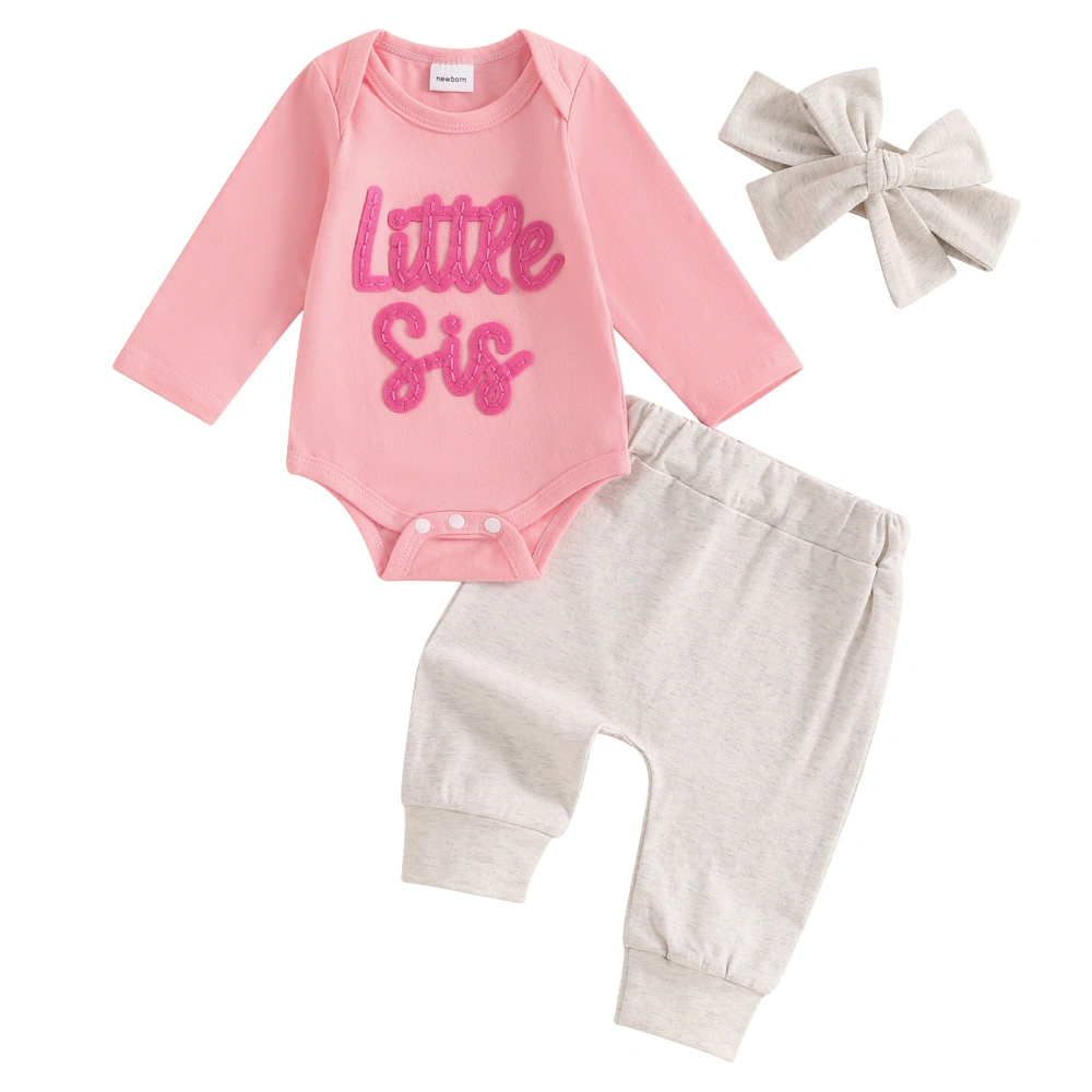 Baby Girls Fall Outfits Letter Embroidery Romper + Pants + Headband