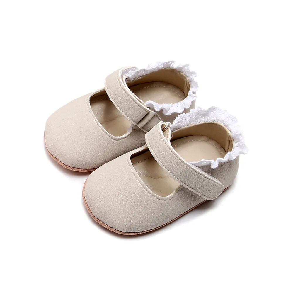 Infant Baby Girls Moccasins Cute Lace Trim Soft Sole Flat Shoes