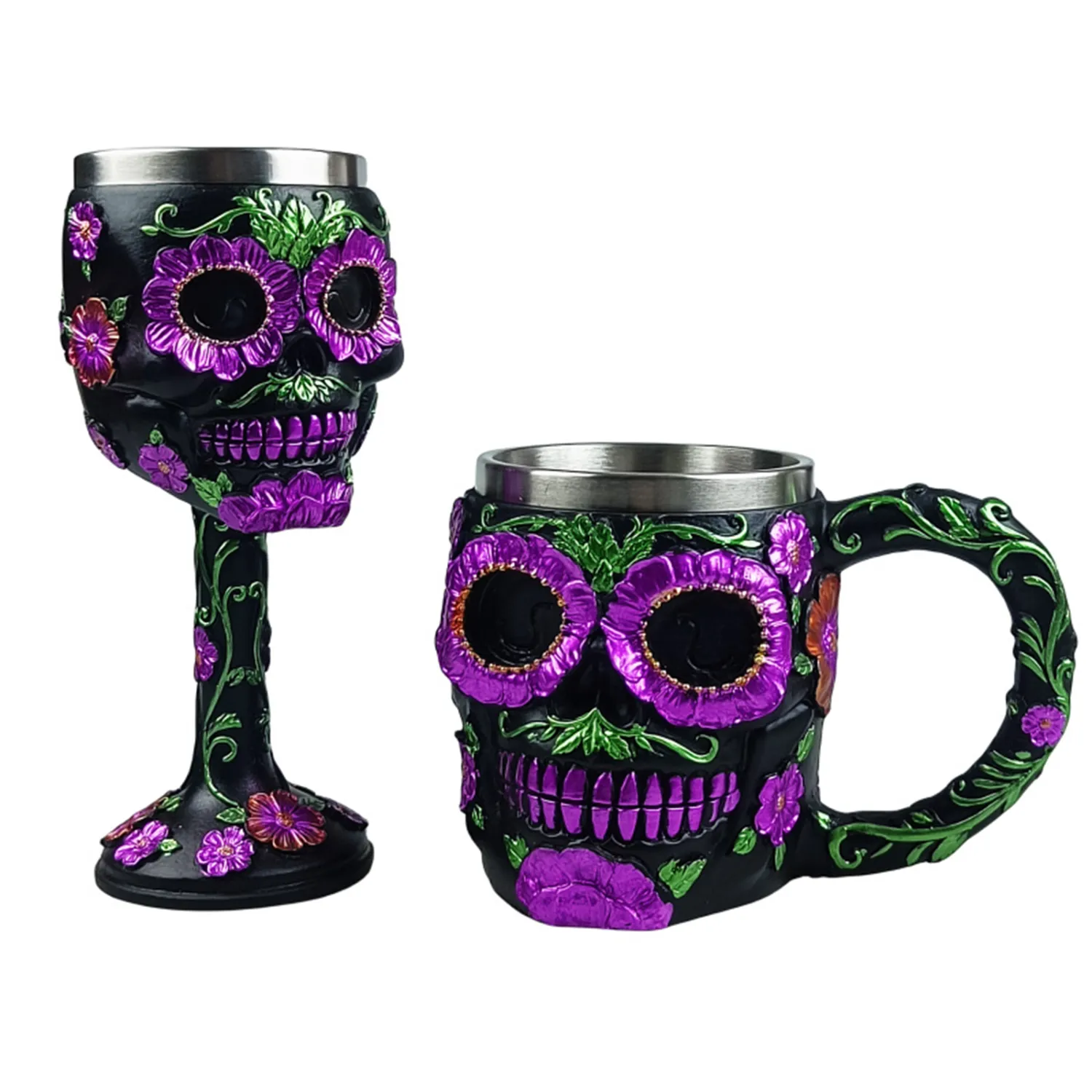 Novelty Skull Wine Goblet Gothic Ossuary Skull Skeletal Wine Cup