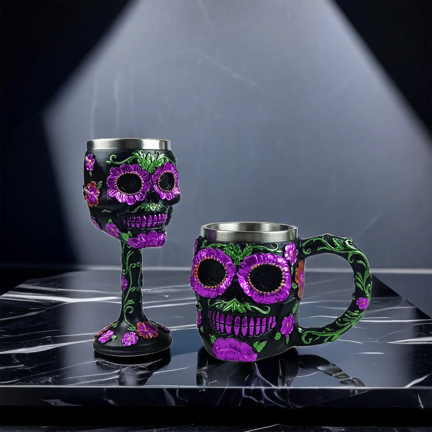 Novelty Skull Wine Goblet Gothic Ossuary Skull Skeletal Wine Cup