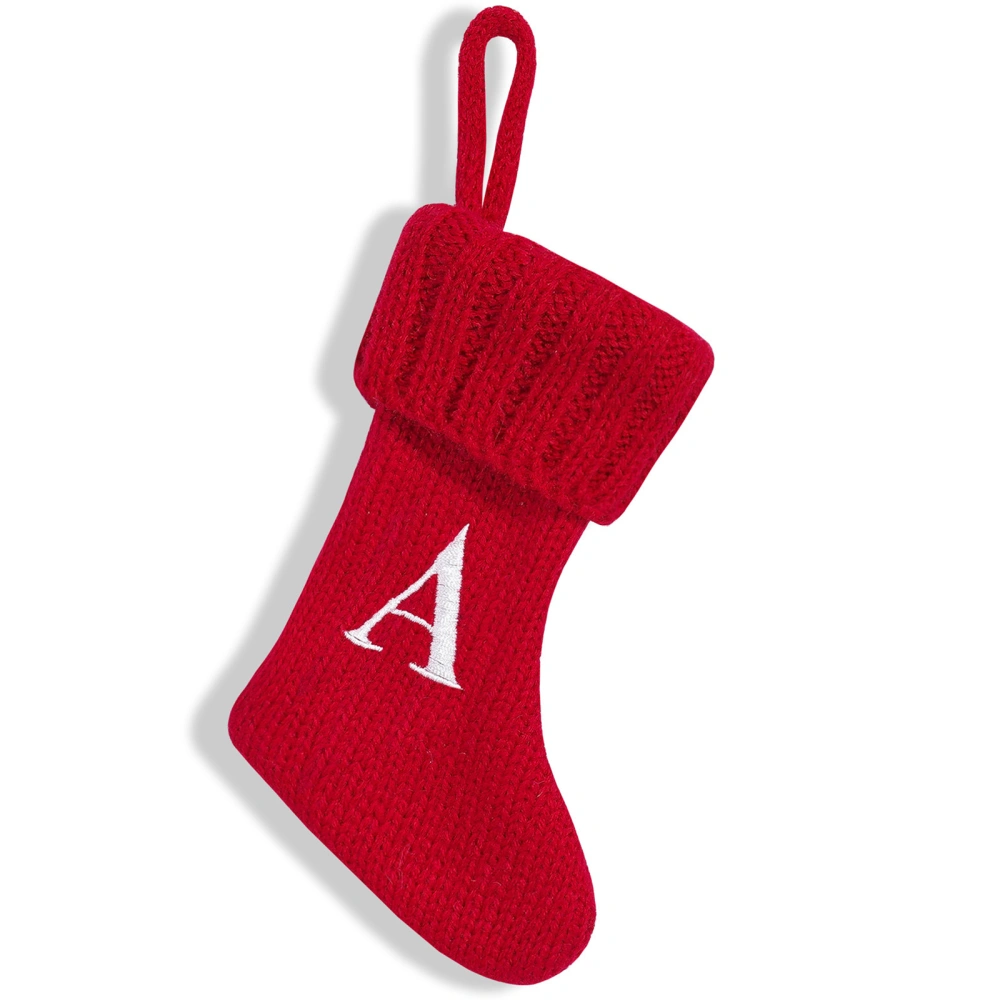 Knitted Christmas Stockings Embroidered Initial Stockings Ornaments