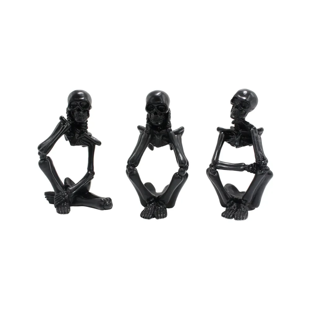 3pcs Halloween Skeleton, Resin Scary Desktop Ornament Home Decor