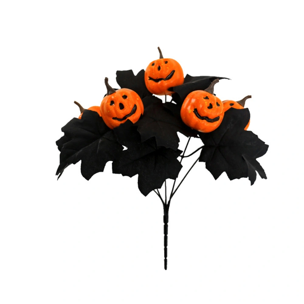 Halloween Pumpkin Maple Leaf Stems Artificial Floral Picks Branches 