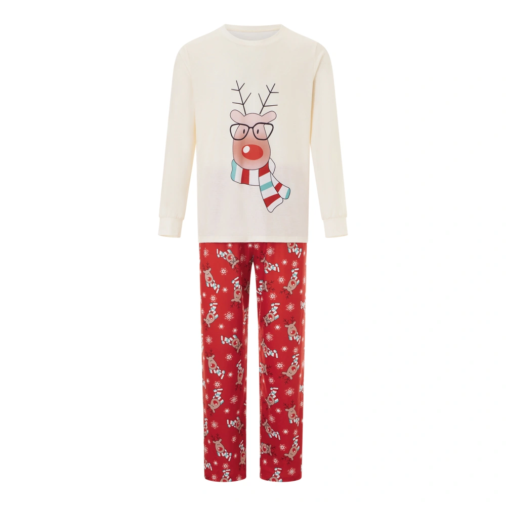 Christmas Matching Pajamas Elk Print Long Sleeve Shirt and Pants 